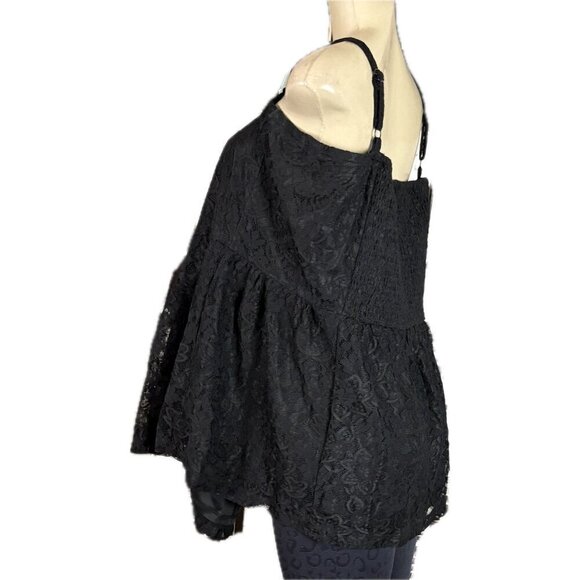 Torrid +6 Black Lace Corset Lined Sweetheart Neck Shirred Back Cami Tank Top - Picture 5 of 6